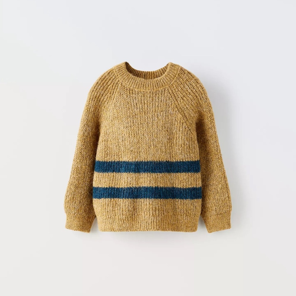 Zara kids- STRIPED KNIT SWEATER- brown and navy